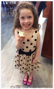 Miss 5 enjoying a cupcake.